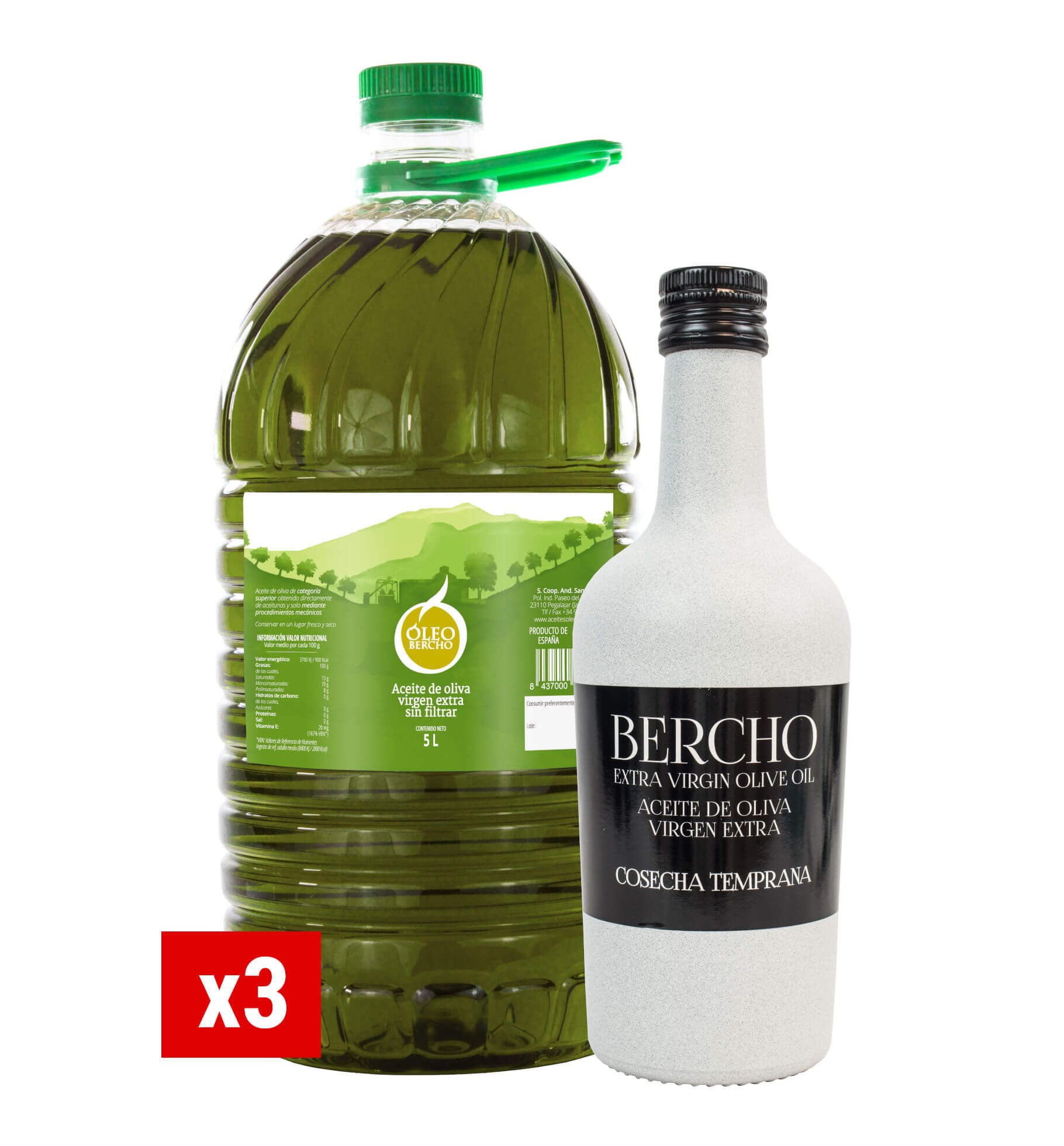 Oleobercho Sin Filtrar 3x5L + Bercho 500ml